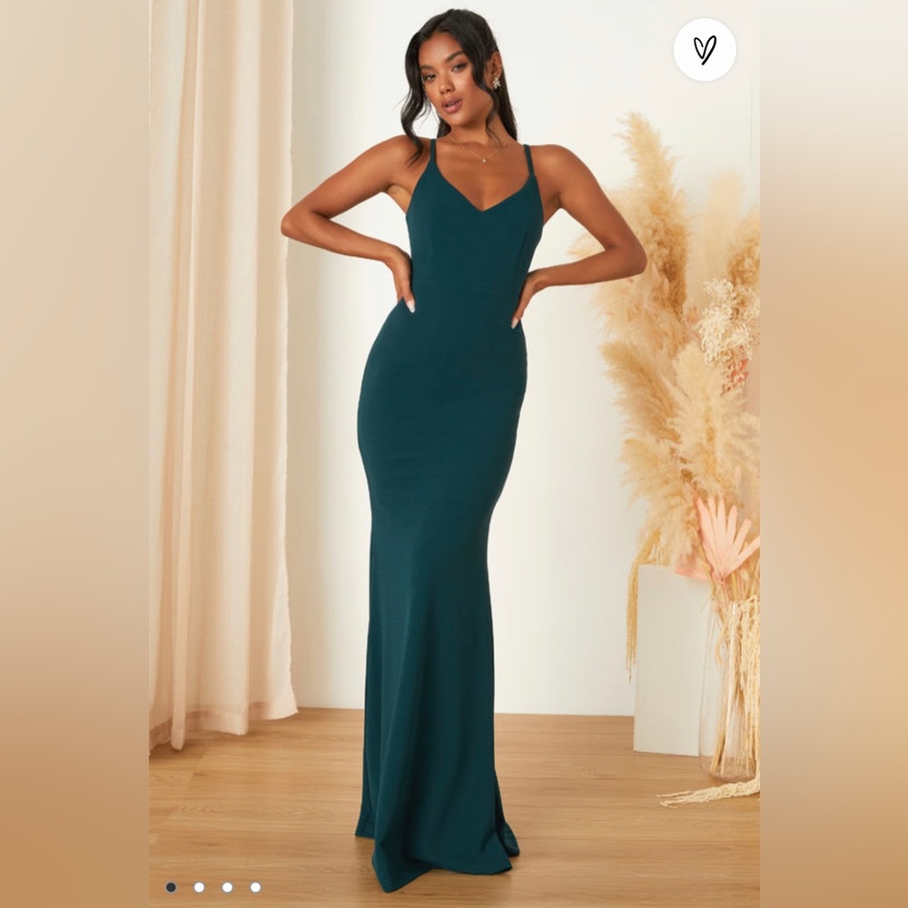 Lulus Moments Of Bliss Forest Green Backless Mermaid Maxi Dress
